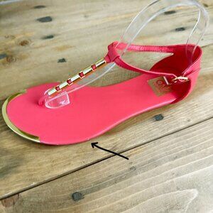 Dolce Vita Hot Coral‎ Sandals Gold Trim 8.5